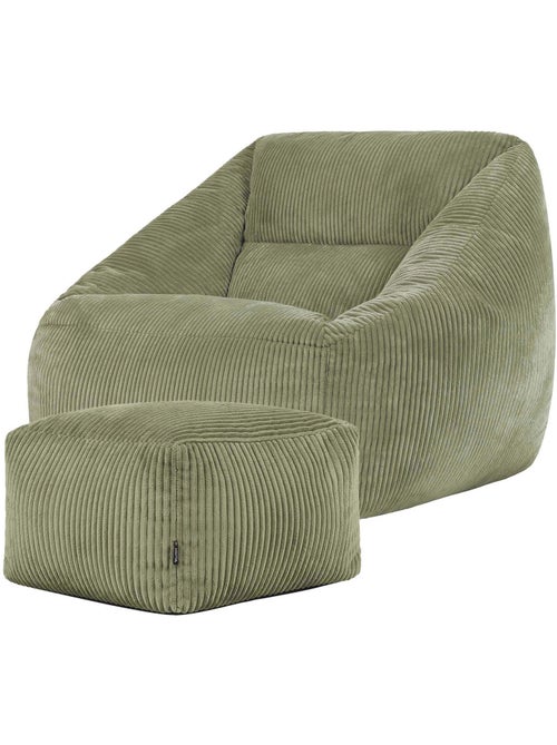 Pouf sillón de salón natalia con reposapiés cuadrado amara de pana - icon - Kiabi
