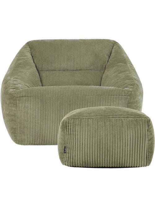 Pouf sillón de salón natalia con reposapiés cuadrado amara de pana - icon - Kiabi