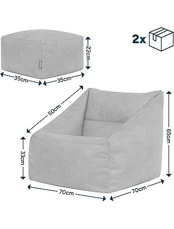 Pouf sillón de salón natalia con reposapiés cuadrado de polipiel vegana - icon