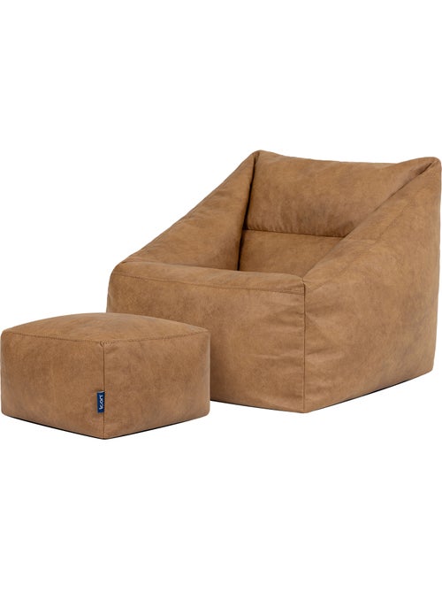 Pouf sillón de salón natalia con reposapiés cuadrado de polipiel vegana - icon - Kiabi