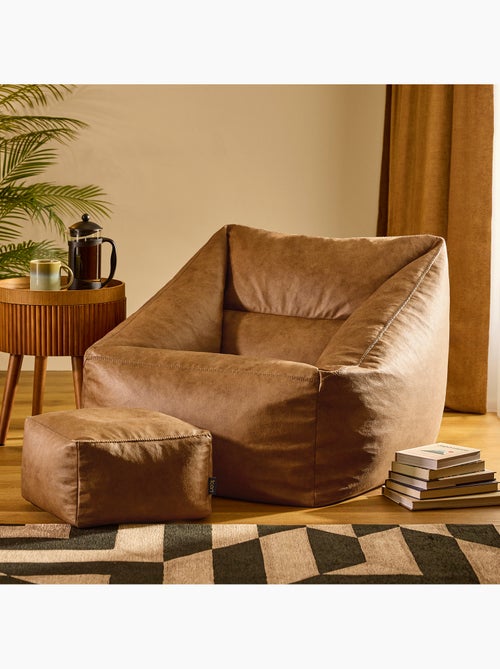 Pouf sillón de salón natalia con reposapiés cuadrado de polipiel vegana - icon - Kiabi