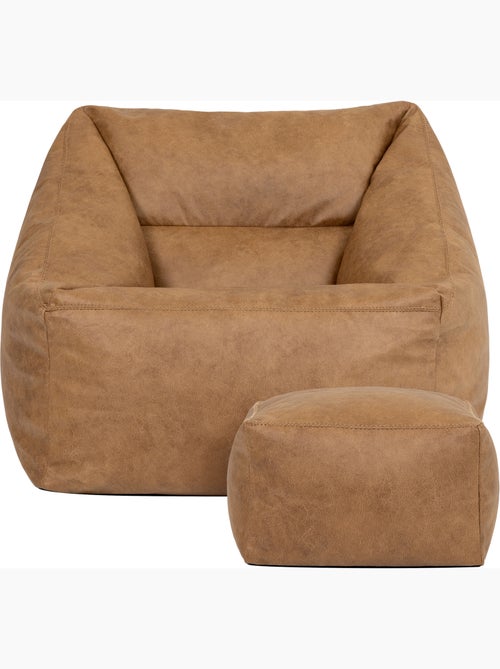 Pouf sillón de salón natalia con reposapiés cuadrado de polipiel vegana - icon - Kiabi