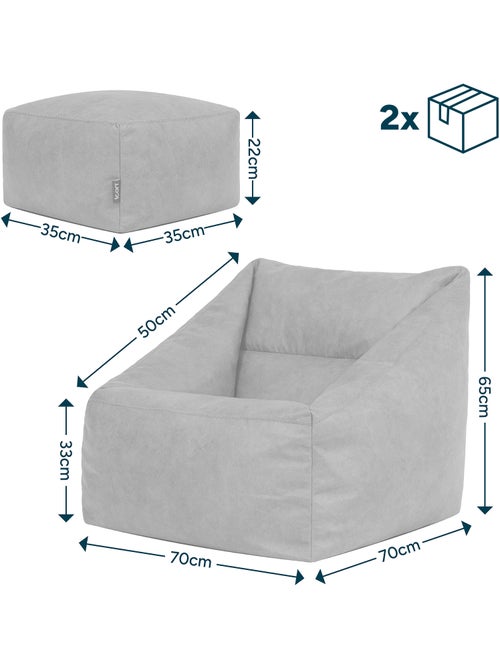 Pouf sillón de salón natalia con reposapiés cuadrado de polipiel vegana - icon - Kiabi