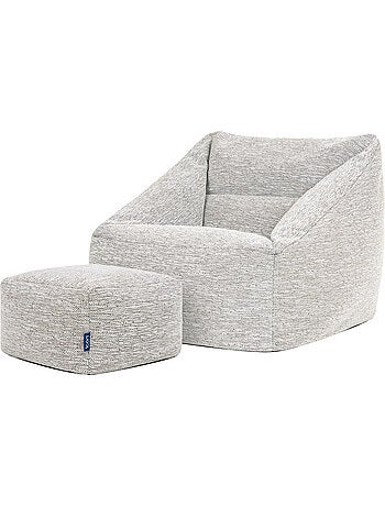 Pouf sillón de salón natalia con reposapiés cuadrado de tejido - icon