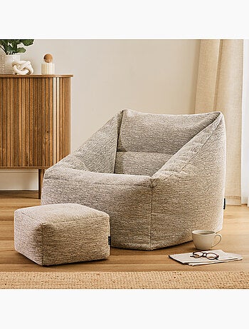 Pouf sillón de salón natalia con reposapiés cuadrado de tejido - icon