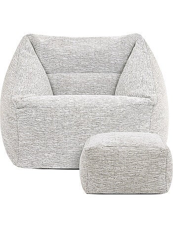 Pouf sillón de salón natalia con reposapiés cuadrado de tejido - icon