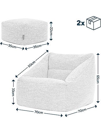Pouf sillón de salón natalia con reposapiés cuadrado de tejido - icon