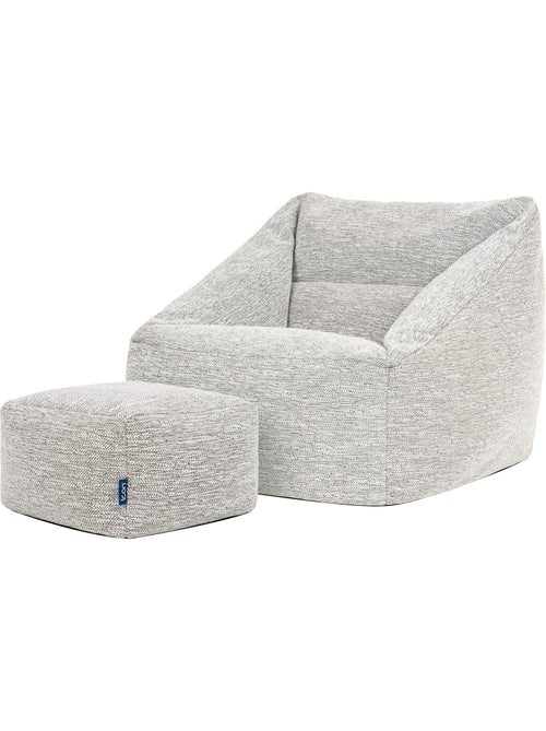 Pouf sillón de salón natalia con reposapiés cuadrado de tejido - icon - Kiabi