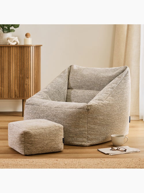 Pouf sillón de salón natalia con reposapiés cuadrado de tejido - icon - Kiabi