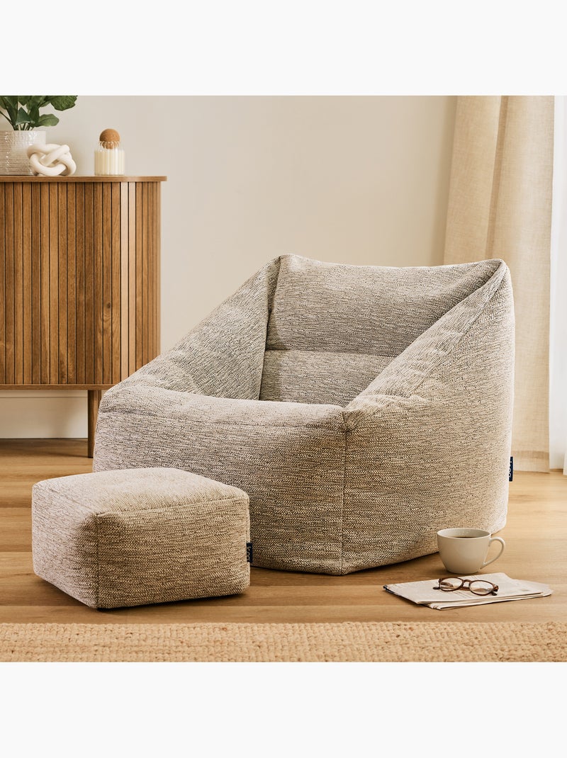 Pouf sillón de salón natalia con reposapiés cuadrado de tejido - icon Beige jaspeado - Kiabi
