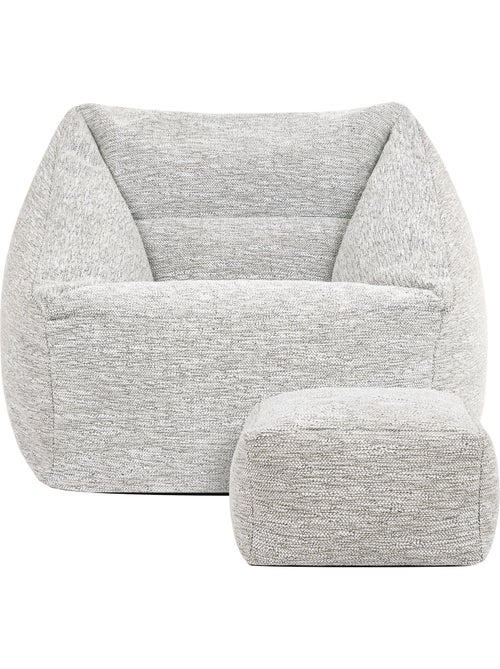 Pouf sillón de salón natalia con reposapiés cuadrado de tejido - icon - Kiabi