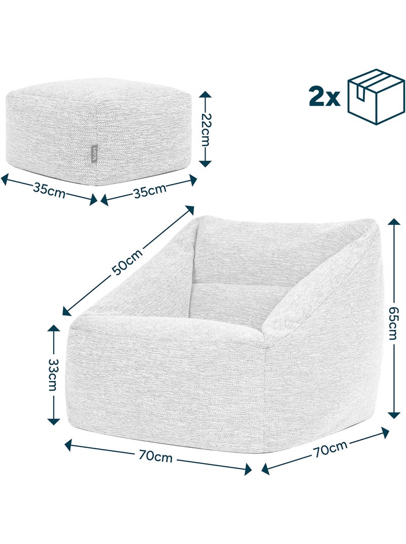 Pouf sillón de salón natalia con reposapiés cuadrado de tejido - icon Beige jaspeado - Kiabi
