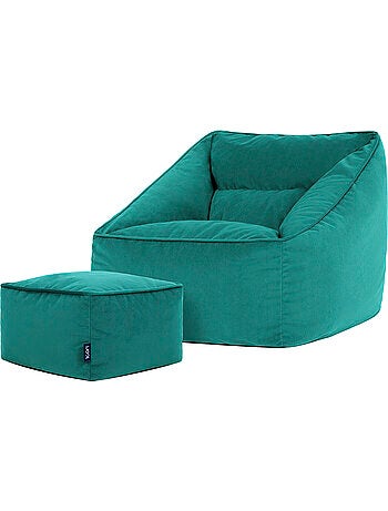 Pouf sillón de salón natalia con reposapiés cuadrado de terciopelo mate - icon