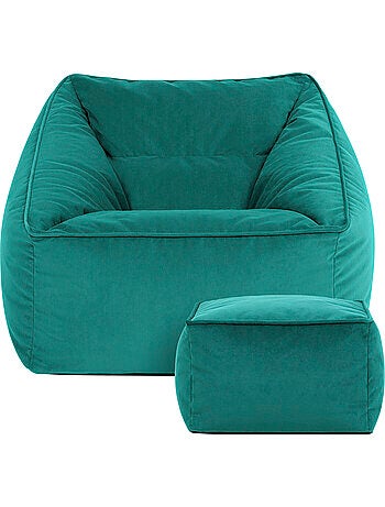 Pouf sillón de salón natalia con reposapiés cuadrado de terciopelo mate - icon