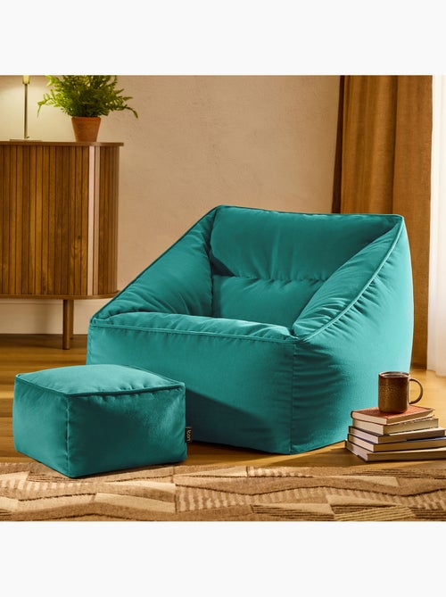 Pouf sillón de salón natalia con reposapiés cuadrado de terciopelo mate - icon - Kiabi