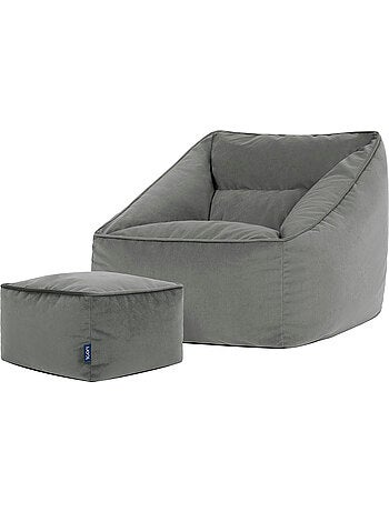 Pouf sillón de salón natalia con reposapiés cuadrado de terciopelo mate - icon