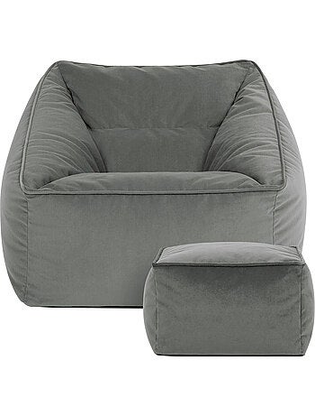 Pouf sillón de salón natalia con reposapiés cuadrado de terciopelo mate - icon