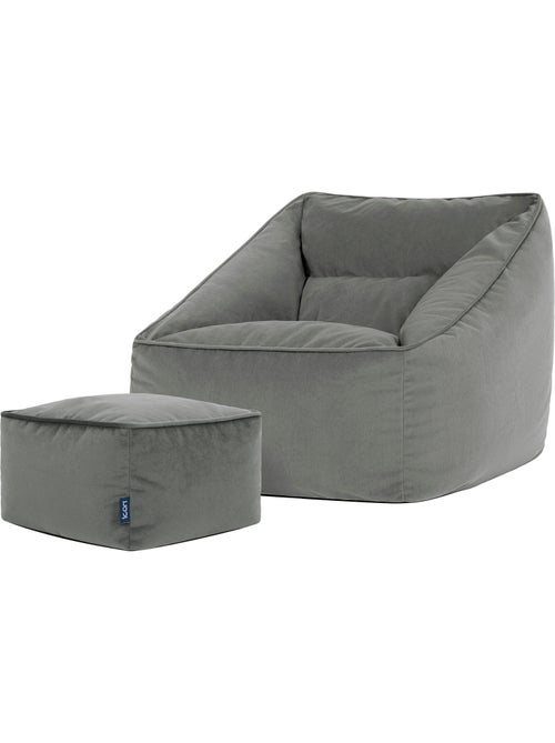Pouf sillón de salón natalia con reposapiés cuadrado de terciopelo mate - icon - Kiabi