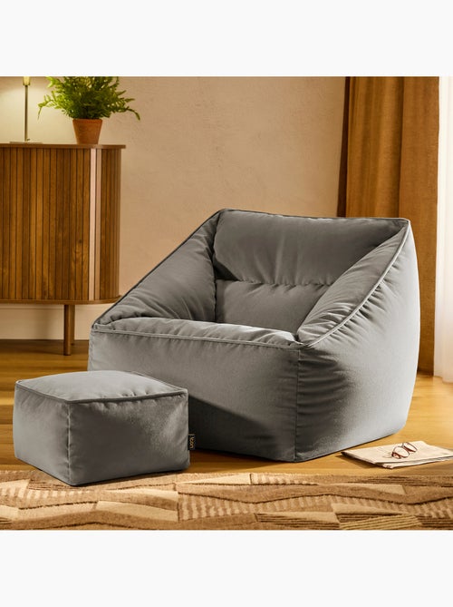 Pouf sillón de salón natalia con reposapiés cuadrado de terciopelo mate - icon - Kiabi