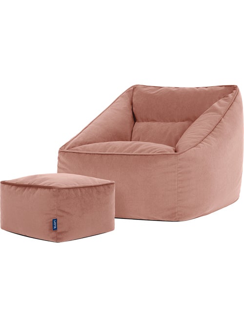 Pouf sillón de salón natalia con reposapiés cuadrado de terciopelo mate - icon - Kiabi