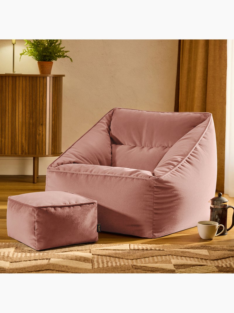 Pouf sillón de salón natalia con reposapiés cuadrado de terciopelo mate - icon Rosa claro - Kiabi