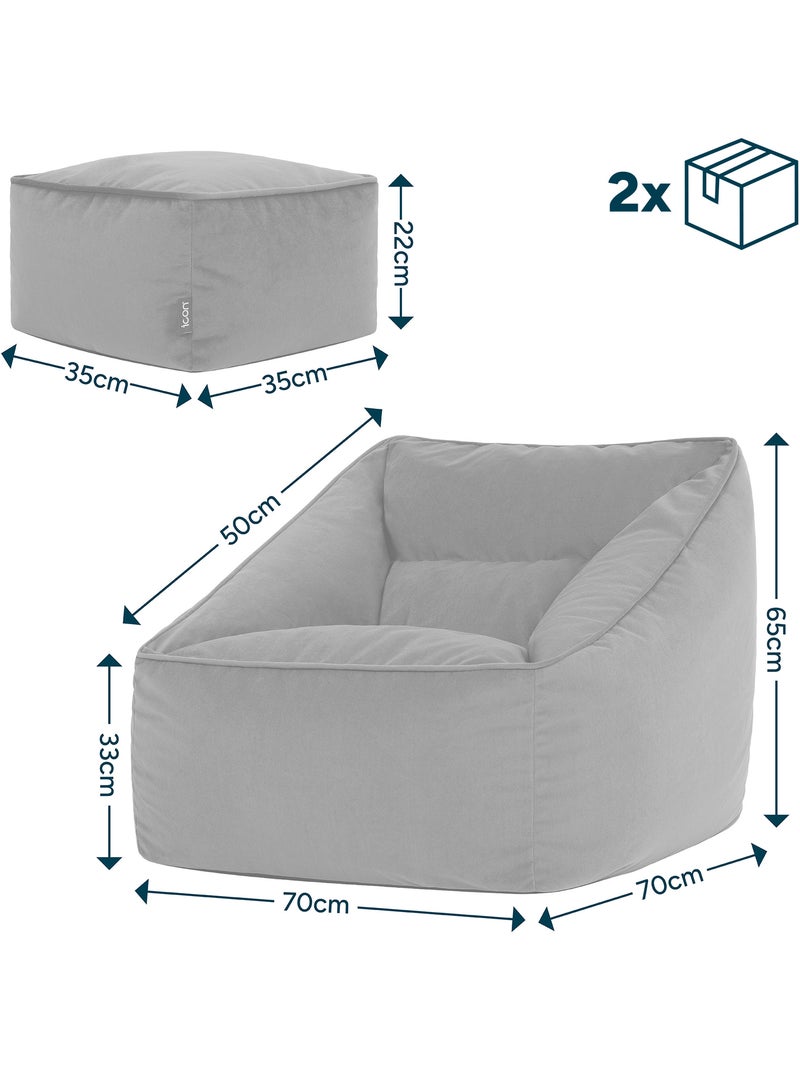 Pouf sillón de salón natalia con reposapiés cuadrado de terciopelo mate - icon Rosa claro - Kiabi