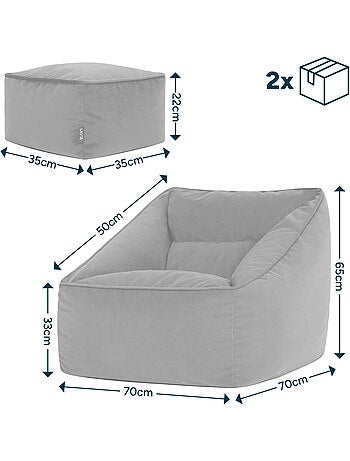 Pouf sillón de salón natalia con reposapiés cuadrado de terciopelo mate - icon