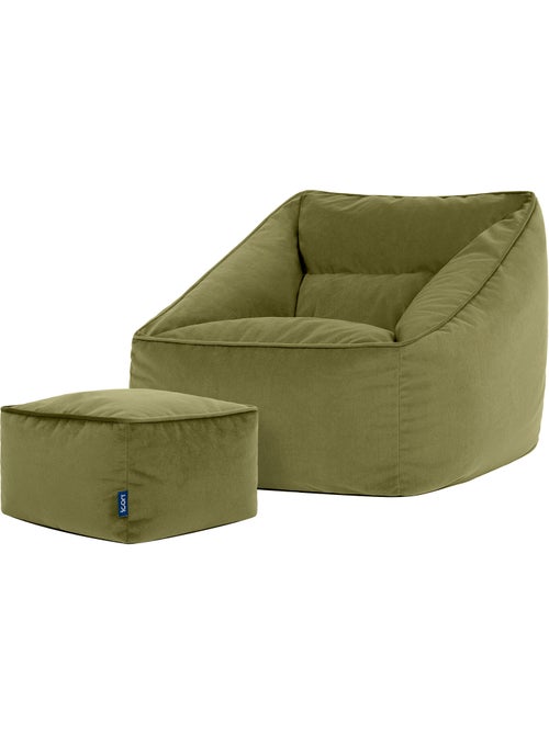 Pouf sillón de salón natalia con reposapiés cuadrado de terciopelo mate - icon - Kiabi