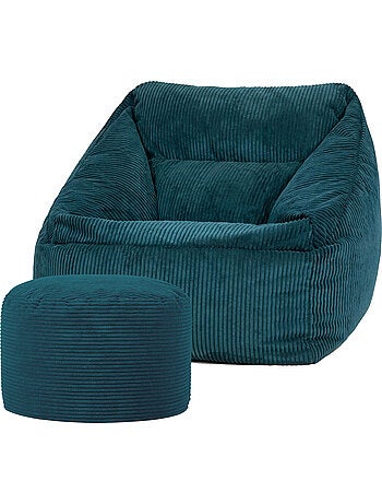 Pouf sillón de salón natalia con reposapiés redondo milano de pana - icon