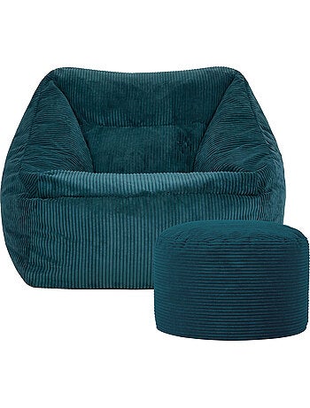 Pouf sillón de salón natalia con reposapiés redondo milano de pana - icon