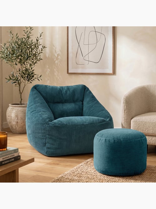 Pouf sillón de salón natalia con reposapiés redondo milano de pana - icon - Kiabi