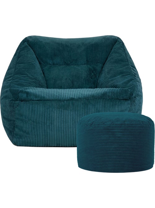Pouf sillón de salón natalia con reposapiés redondo milano de pana - icon - Kiabi