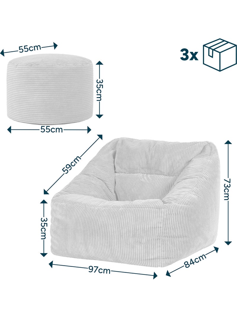 Pouf sillón de salón natalia con reposapiés redondo milano de pana - icon Azul petróleo - Kiabi