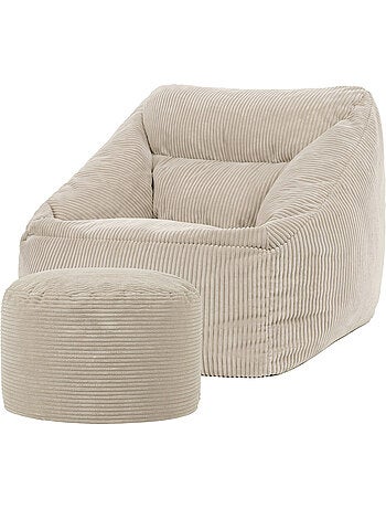 Pouf sillón de salón natalia con reposapiés redondo milano de pana - icon