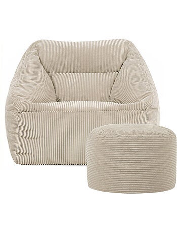 Pouf sillón de salón natalia con reposapiés redondo milano de pana - icon