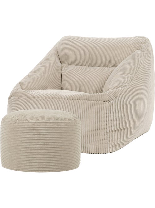Pouf sillón de salón natalia con reposapiés redondo milano de pana - icon - Kiabi