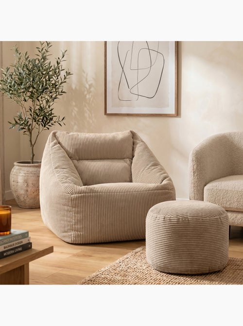 Pouf sillón de salón natalia con reposapiés redondo milano de pana - icon - Kiabi