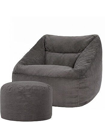 Pouf sillón de salón natalia con reposapiés redondo milano de pana - icon