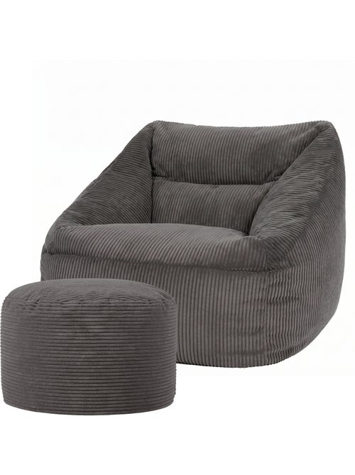 Pouf sillón de salón natalia con reposapiés redondo milano de pana - icon - Kiabi