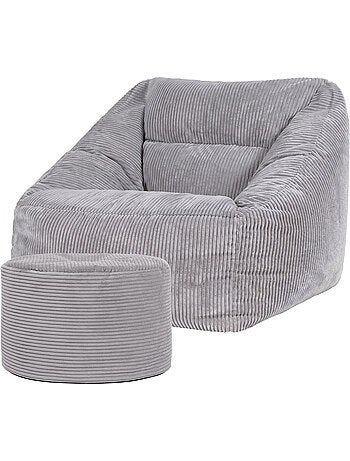 Pouf sillón de salón natalia con reposapiés redondo milano de pana - icon