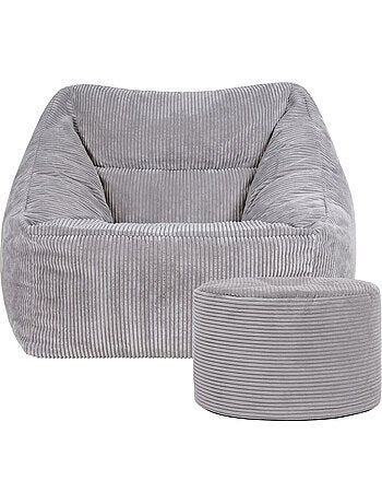 Pouf sillón de salón natalia con reposapiés redondo milano de pana - icon