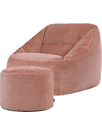 Pouf sillón de salón natalia con reposapiés redondo milano de pana - icon
