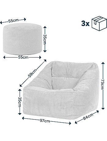 Pouf sillón de salón natalia con reposapiés redondo milano de pana - icon