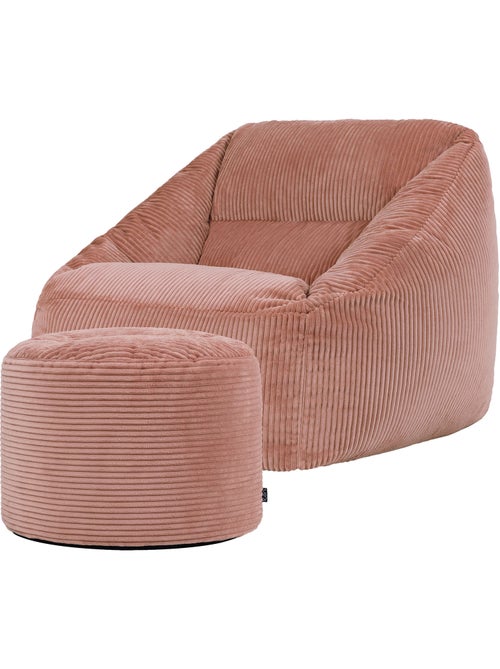 Pouf sillón de salón natalia con reposapiés redondo milano de pana - icon - Kiabi
