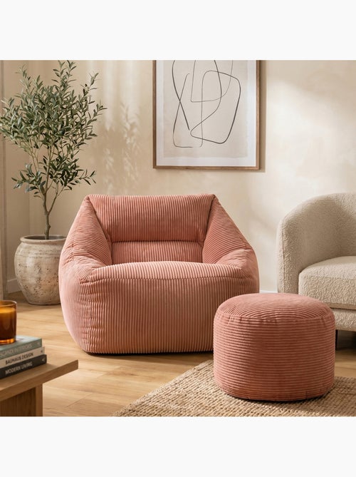 Pouf sillón de salón natalia con reposapiés redondo milano de pana - icon - Kiabi