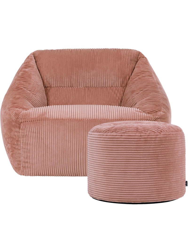 Pouf sillón de salón natalia con reposapiés redondo milano de pana - icon Rosa claro - Kiabi