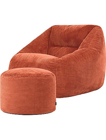 Pouf sillón de salón natalia con reposapiés redondo milano de pana - icon