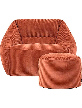 Pouf sillón de salón natalia con reposapiés redondo milano de pana - icon