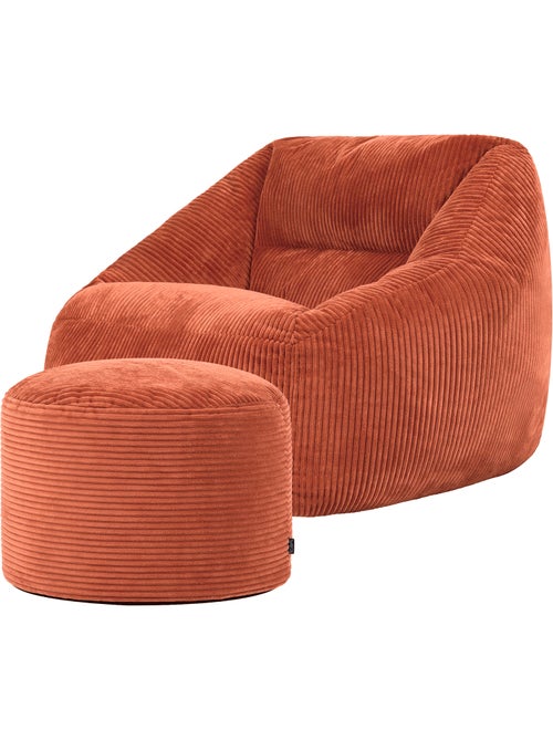 Pouf sillón de salón natalia con reposapiés redondo milano de pana - icon - Kiabi