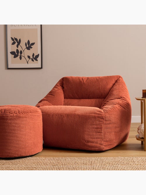 Pouf sillón de salón natalia con reposapiés redondo milano de pana - icon - Kiabi